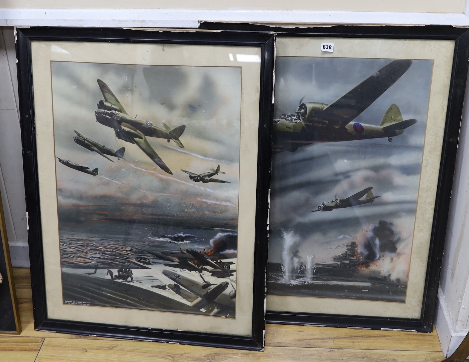 After Frank Wootton, pair of hand tinted photo-lithographs for the Bristol Aeroplane Company,