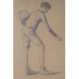 Charles Jean Agard (1866-1950), pencil on paper, Sketch of a boy tennis player, signed, 28 x 17cm