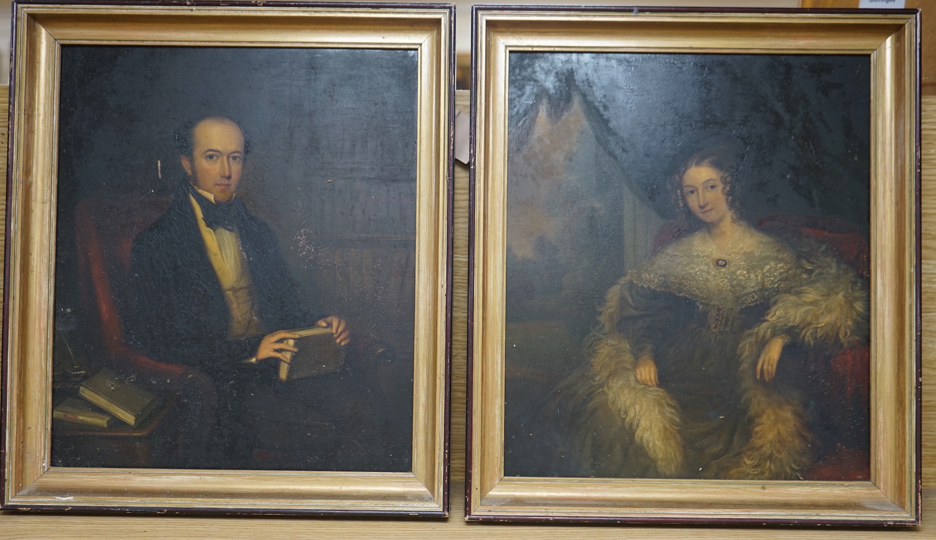 Mid 19th century English School, pair of oils on wooden panels, Portraits of Alexander Luard