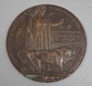 A WWI death plaque for Thomas Davison