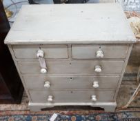 A small 19th century painted pine chest of drawers, width 70cm, depth 44cm, height 76cm