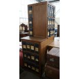 An early 20th century oak stationery desk, width 166cm, height 199cm