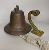 A ship's bell with brass bracket, salvaged from Chittagong ship yard between 1984-1989