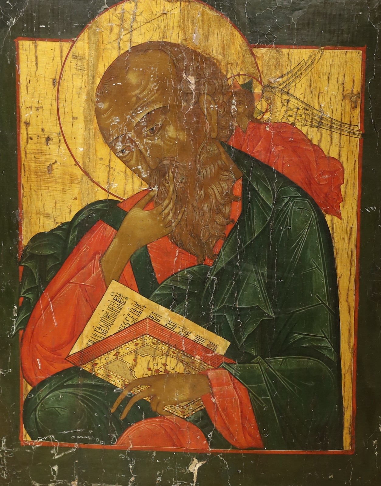 19th Century Russian School, tempera on wooden panel, Icon of St John the Evangelist, Maria Andipa - Image 4 of 6