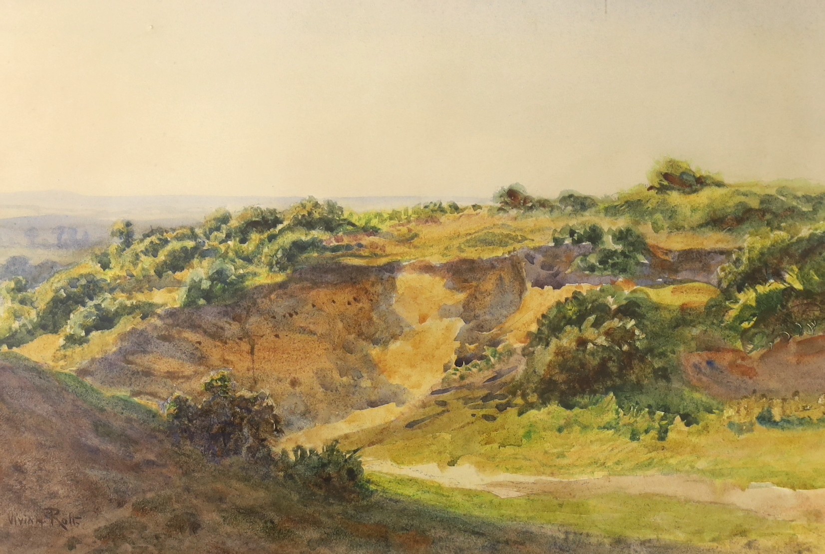 Vivian Rolt R.B.A (1874-1933), two watercolours, Downland view and 'The Downs, Chantry Hill, Nr - Image 3 of 3