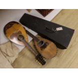 A Japanese mandolin and two Italian mandolins (one cased), approximately 61cms long