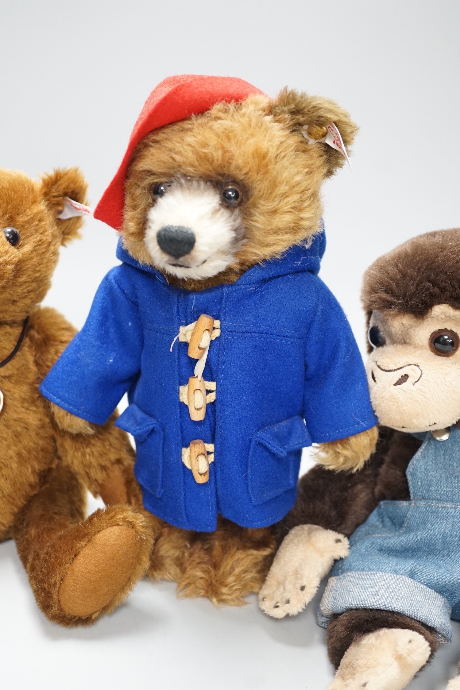 Three boxed Steiff toys: a Paddington bear, a brown bear and a monkey, - Image 3 of 7