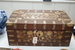 An Indian brass bound teak box, 51cm