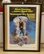 James Bond: Diamonds are Forever (1971) US 1 sheet film poster (framed), 104cms high x 27cms wide