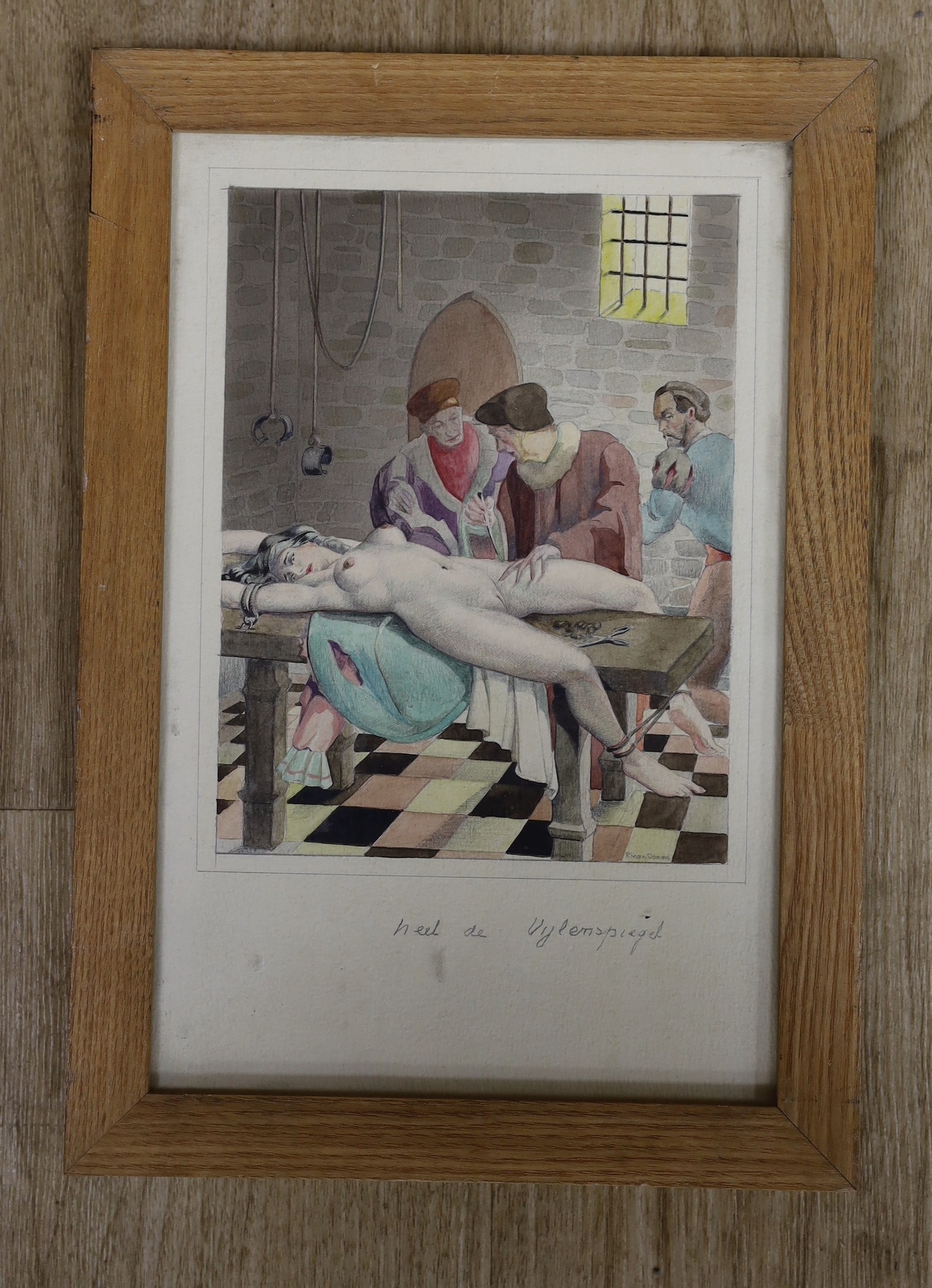 Raymond Van Doren (1906-1991), watercolour, 'Heel de Uijlenspiegel', signed in pencil, overall 26 - Image 2 of 2