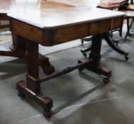 A Victorian rectangular mahogany two drawer centre table, width 100cm, depth 52cm, height 76cm