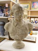 A reconstituted stone bust of William Shakespeare, 68cm high