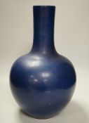 A Chinese blue glazed bottle vase, 37cm