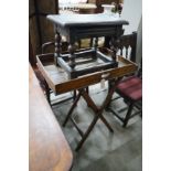 An early 18th century style oak joint stool, width 46cm, depth 30cm, height 38cm and a Victorian