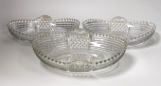 A set of three Regency heavy cut glass dishes, 25 and 27cm