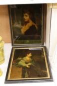 Two 19th century reverse prints on glass, 'Teresa.. daughter of Lord Grantham' and Lady after