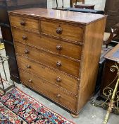 A Victorian mahogany chest of two short and four long drawers, width 119cm, depth 53cm, height