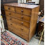 A Victorian mahogany chest of two short and four long drawers, width 119cm, depth 53cm, height