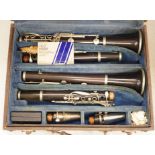 A cased pair of ebony jazz clarinets, 1920's, by Rudall, Carte & Co.