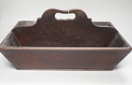 A George III mahogany cutlery tray, 41cms wide x 32cms deep