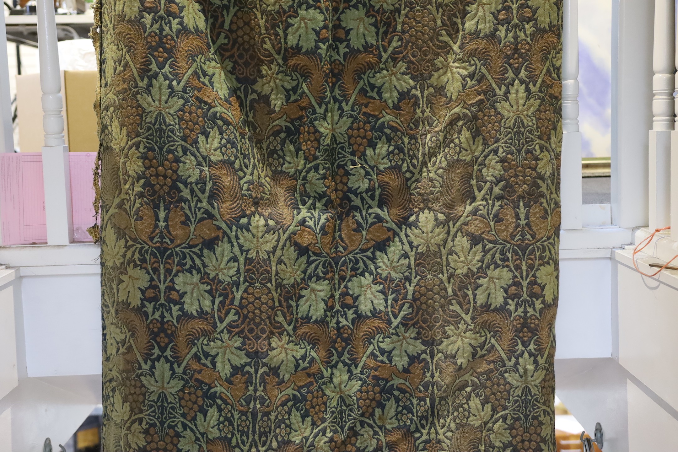 John Henry Dearle for Morris & Co. a pair of Squirrel design curtains, c.1890, hand loom woven - Image 3 of 8