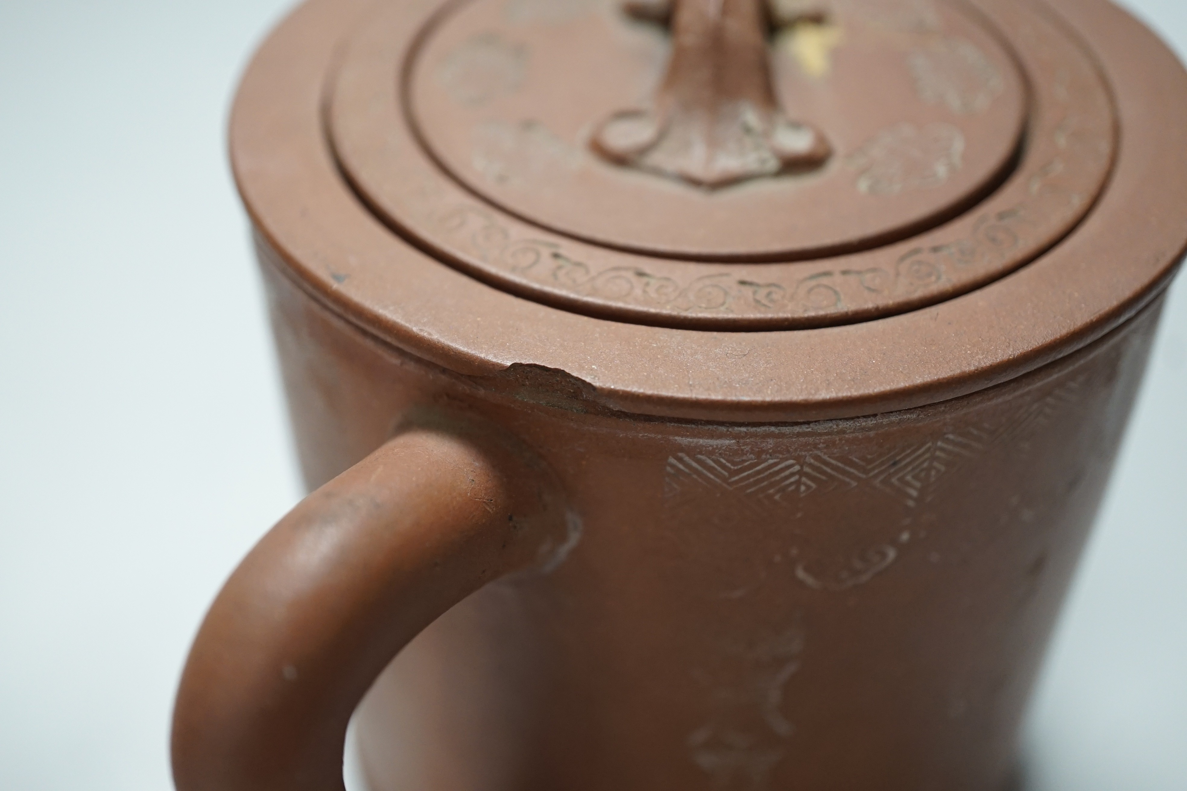 Two Chinese Yixing teapots and covers, tallest 10.5cm - Image 6 of 6