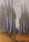 Henry Wethered, watercolour, 'Rabbits and birch trees', signed and dated 1910 with artist