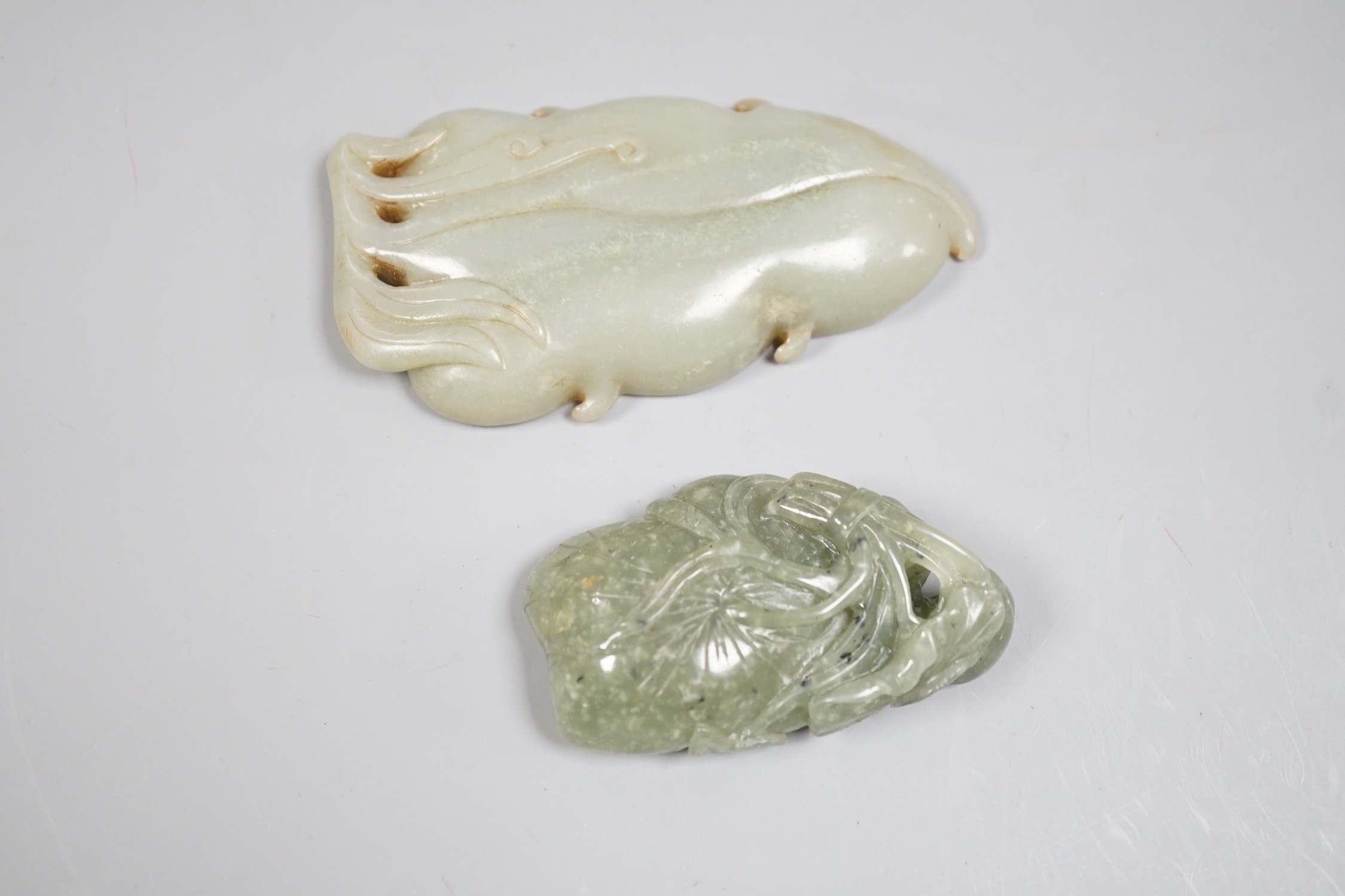 Two Chinese carved jade brushwashers, largest 11cm - Image 4 of 4