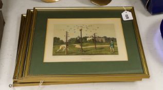 Clark after Henry Alken, set of four coloured lithographs, 'A Match at the Badger'. 'Drawing The
