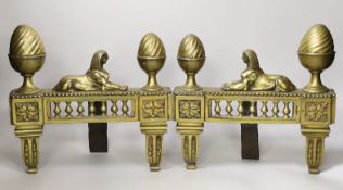 A pair of Egyptian revival bronze chenet, 27cm high