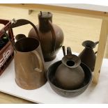 A selection of copper-wares, to include haystack measures