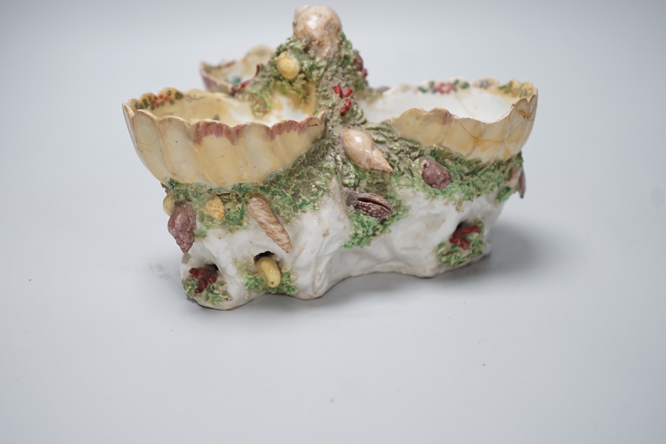 A Bow 'shell' sweetmeat centrepiece, c.1760, restored, 13cms high - Image 6 of 7