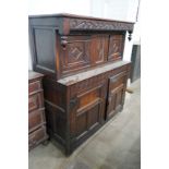 A 17th century oak court cupboard, width 139cm, depth 57cm, height 146cm