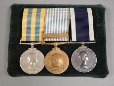 Three Korea medals, awarded to MX . 855843 A.C BATES. E.A .I . H.M.S. EASTBOURNE