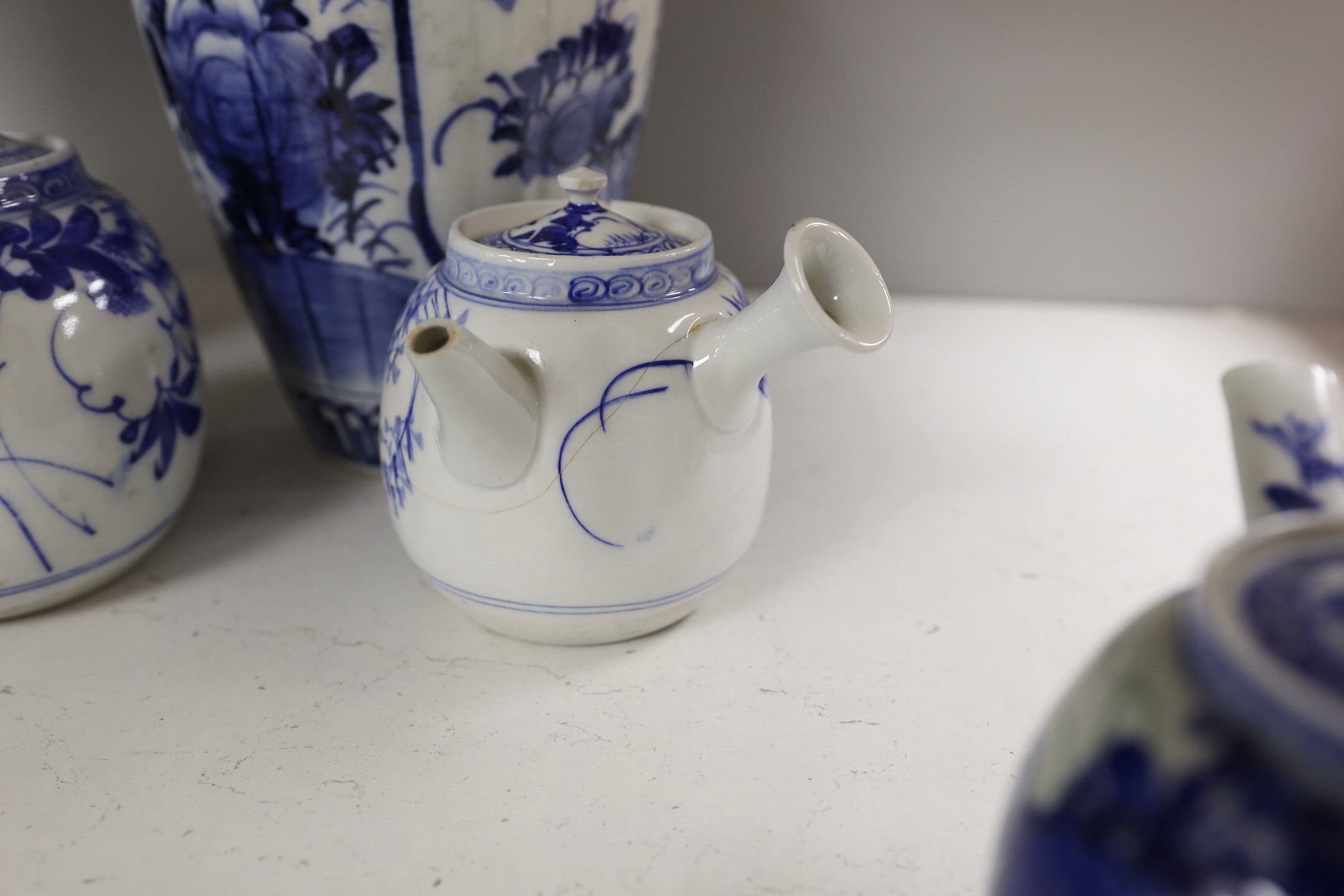 A pair of Japanese blue and white vases and various Japanese blue and white porcelain teapots and - Image 4 of 6