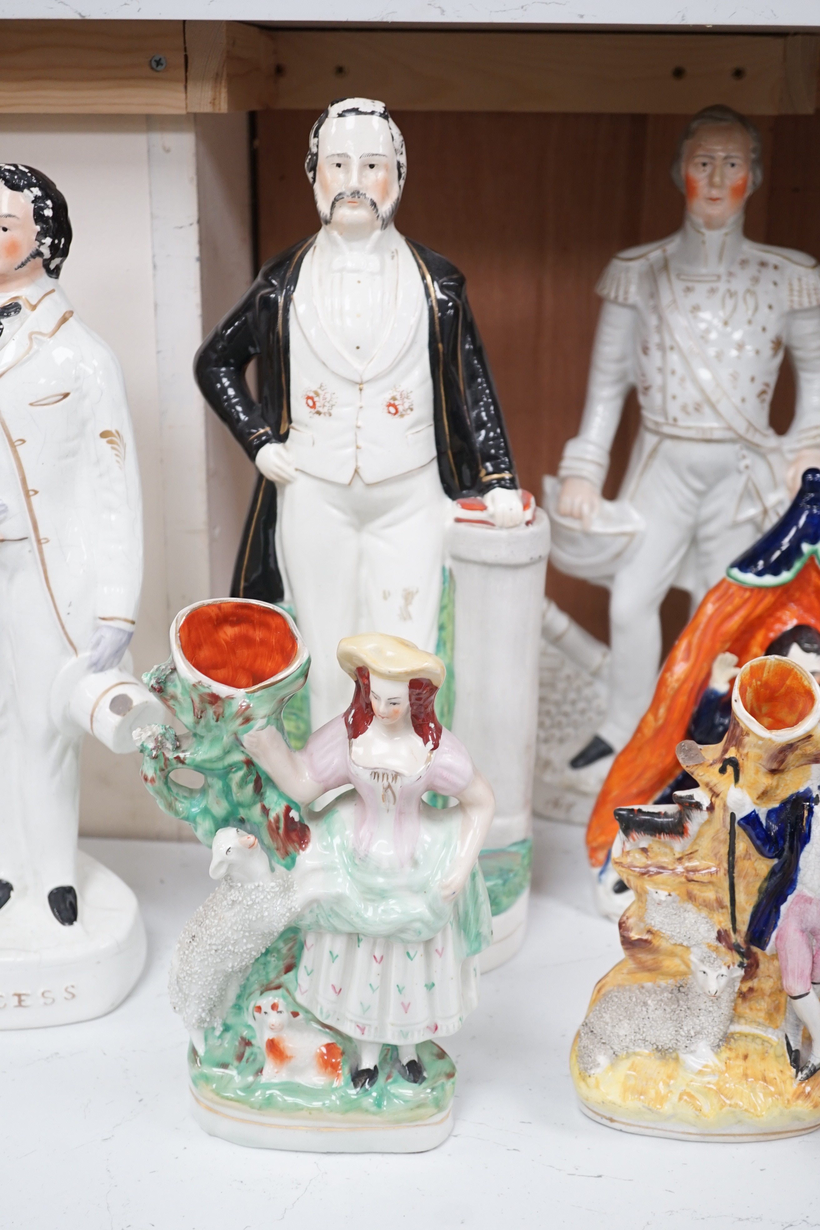 A collection of mostly 19th century Staffordshire flatbacks, including Princess Royal and - Image 3 of 9