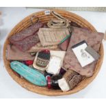A collection of assorted curios, to include a red leather purse inscribed ‘Constantinople 1752’