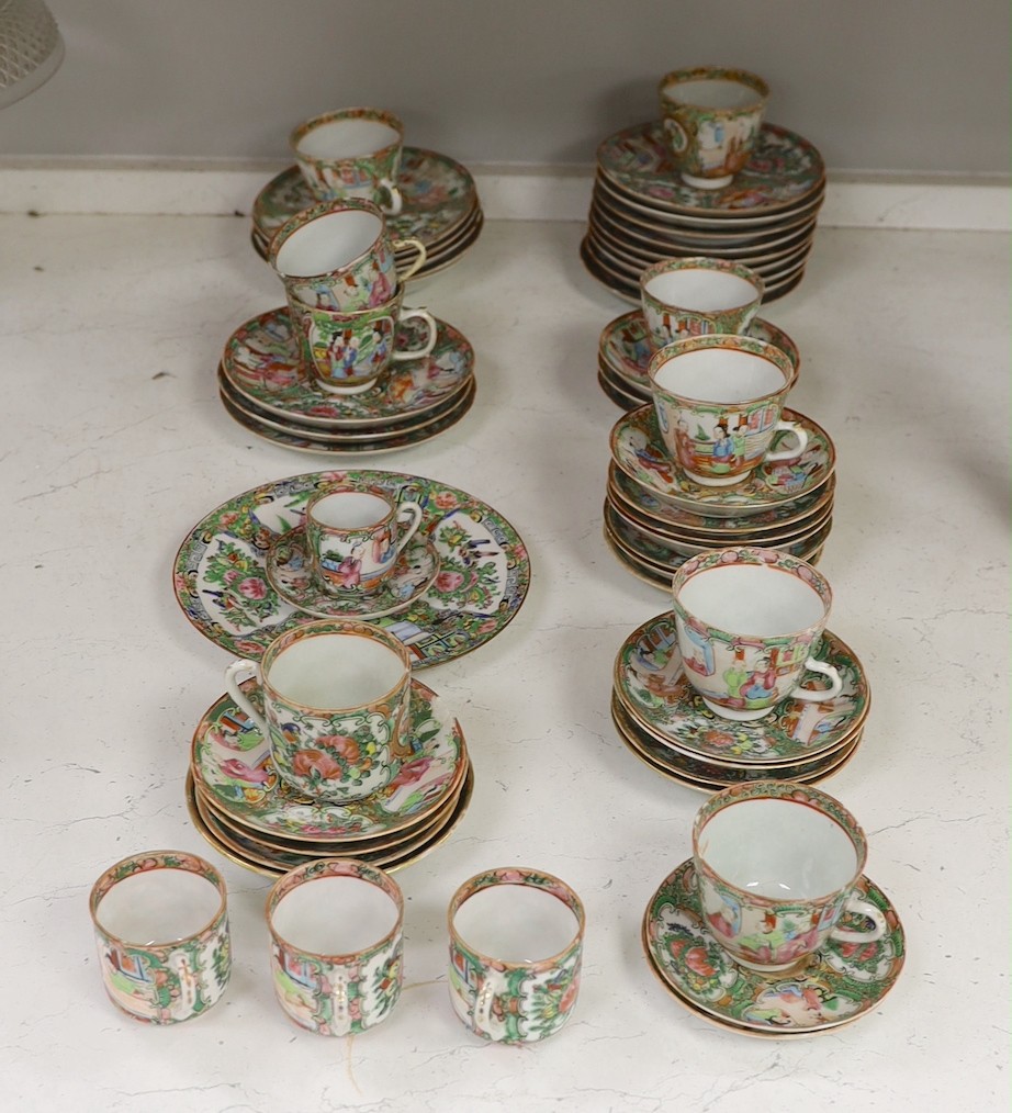 A group of Chinese Canton decorated famille rose tea wares, 19th / early 20th century