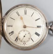 A Victorian silver hunter keywind pocket watch, with Roman dial and subsidiary seconds, by Robert