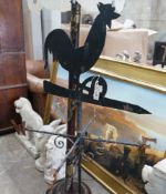 A wrought iron cockerel weather vane, height 147cm