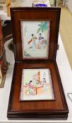 A set of four mid 20th century framed Chinese famille rose plaques, 55x38cm including frame