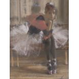 Russian School, pastel, Young ballerina, indistinctly signed, 33 x 25cm
