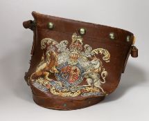 An early 20th century leather fire bucket cover