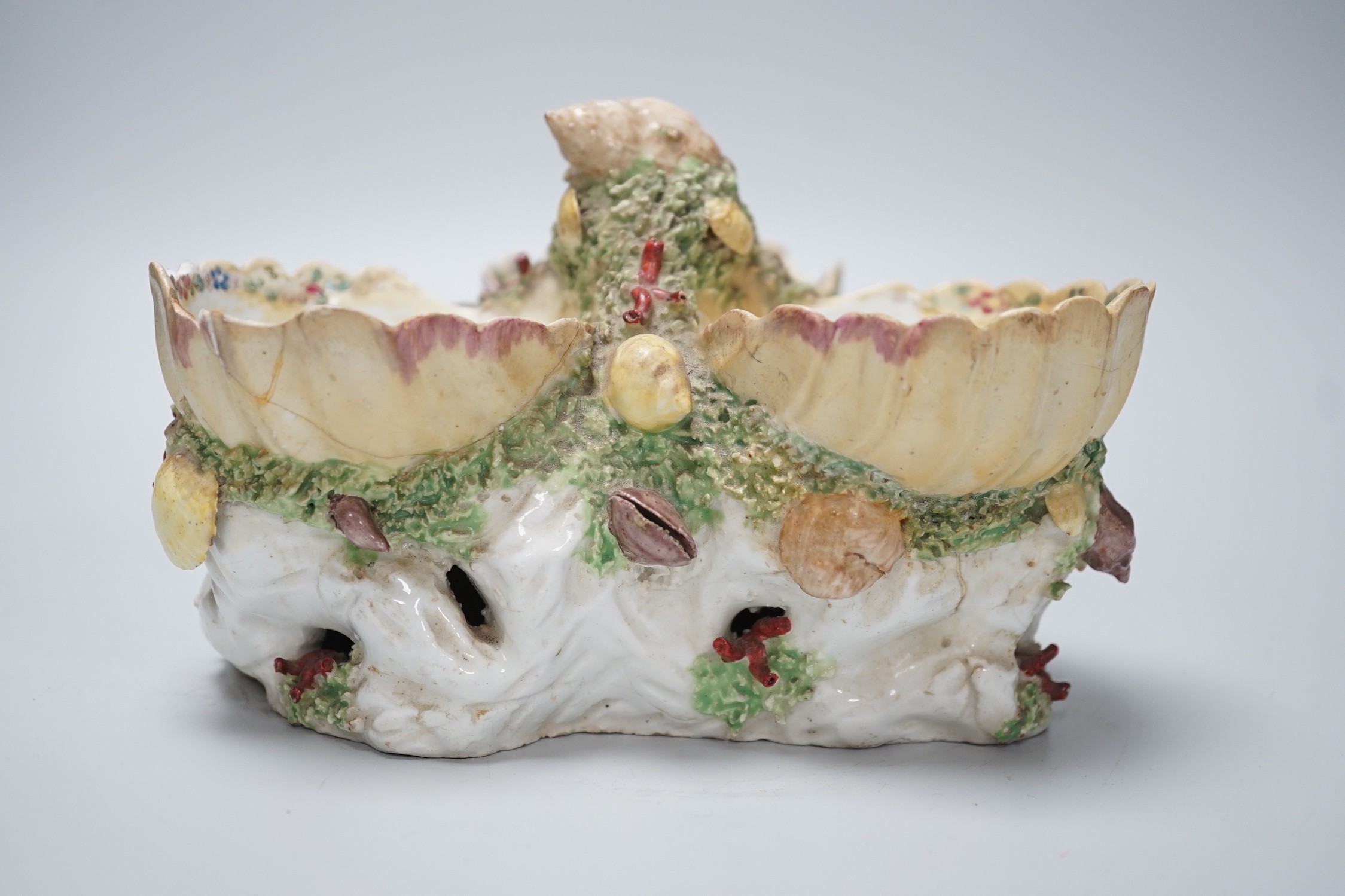 A Bow 'shell' sweetmeat centrepiece, c.1760, restored, 13cms high - Image 5 of 7