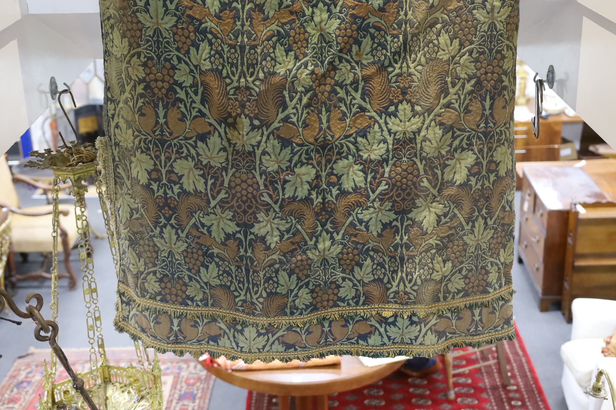 John Henry Dearle for Morris & Co. a pair of Squirrel design curtains, c.1890, hand loom woven - Image 4 of 8