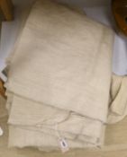Two lengths of French provincial cream linen/hemp, total 1m x 30m