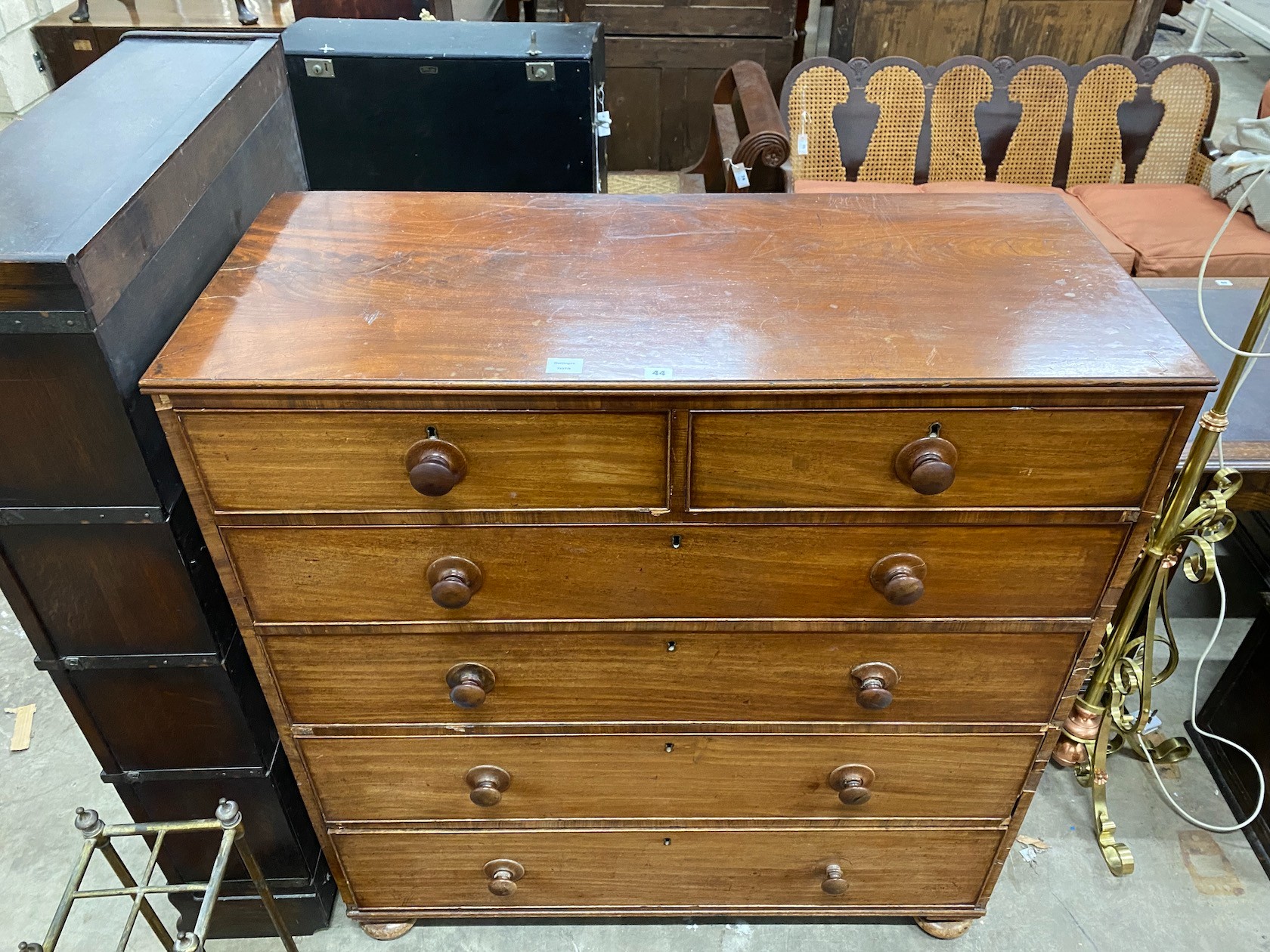 A Victorian mahogany chest of two short and four long drawers, width 119cm, depth 53cm, height - Image 2 of 2