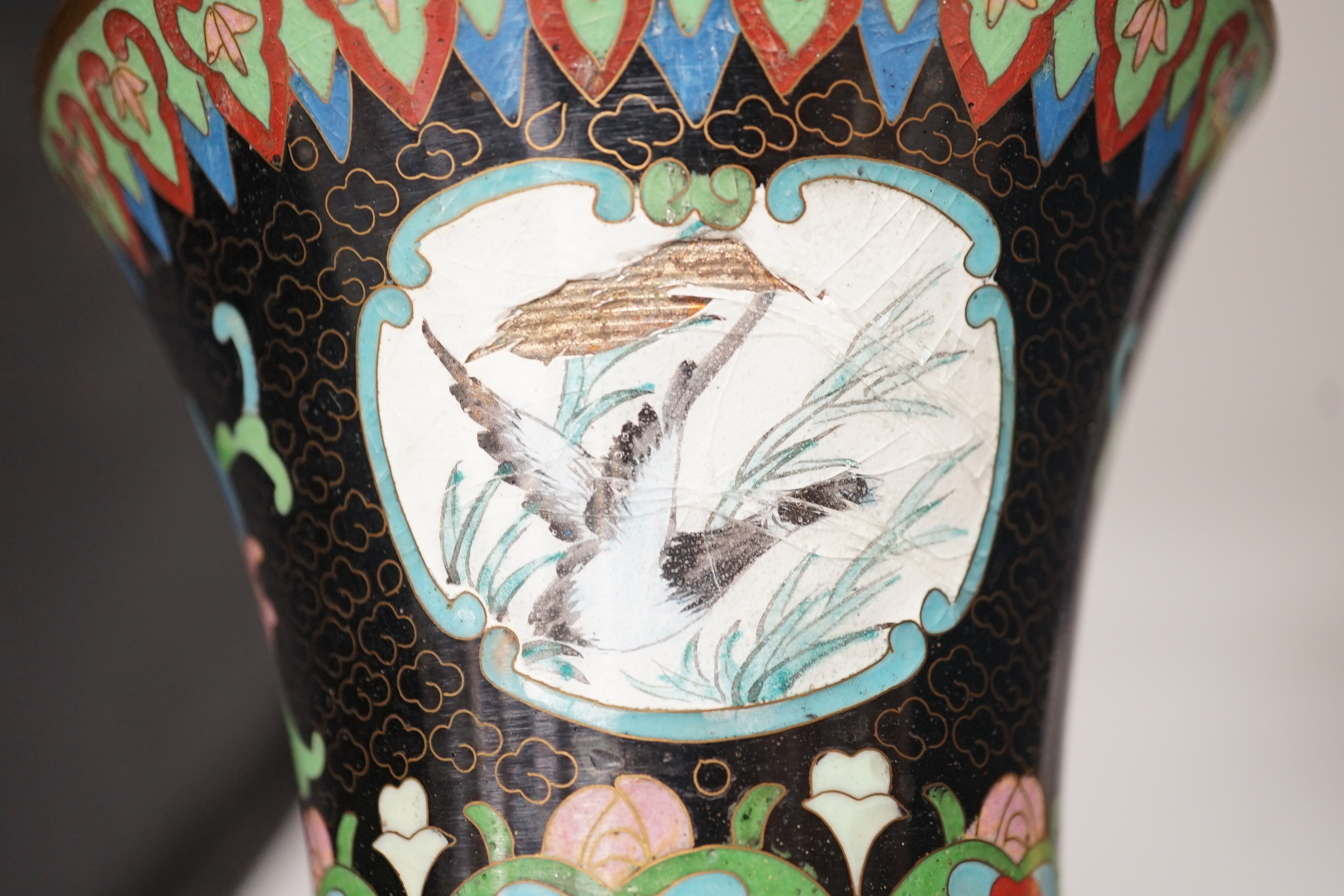 A pair of Chinese cloisonné enamel beaker vases and a dragon vase, pair of vases 27cm - Image 10 of 11