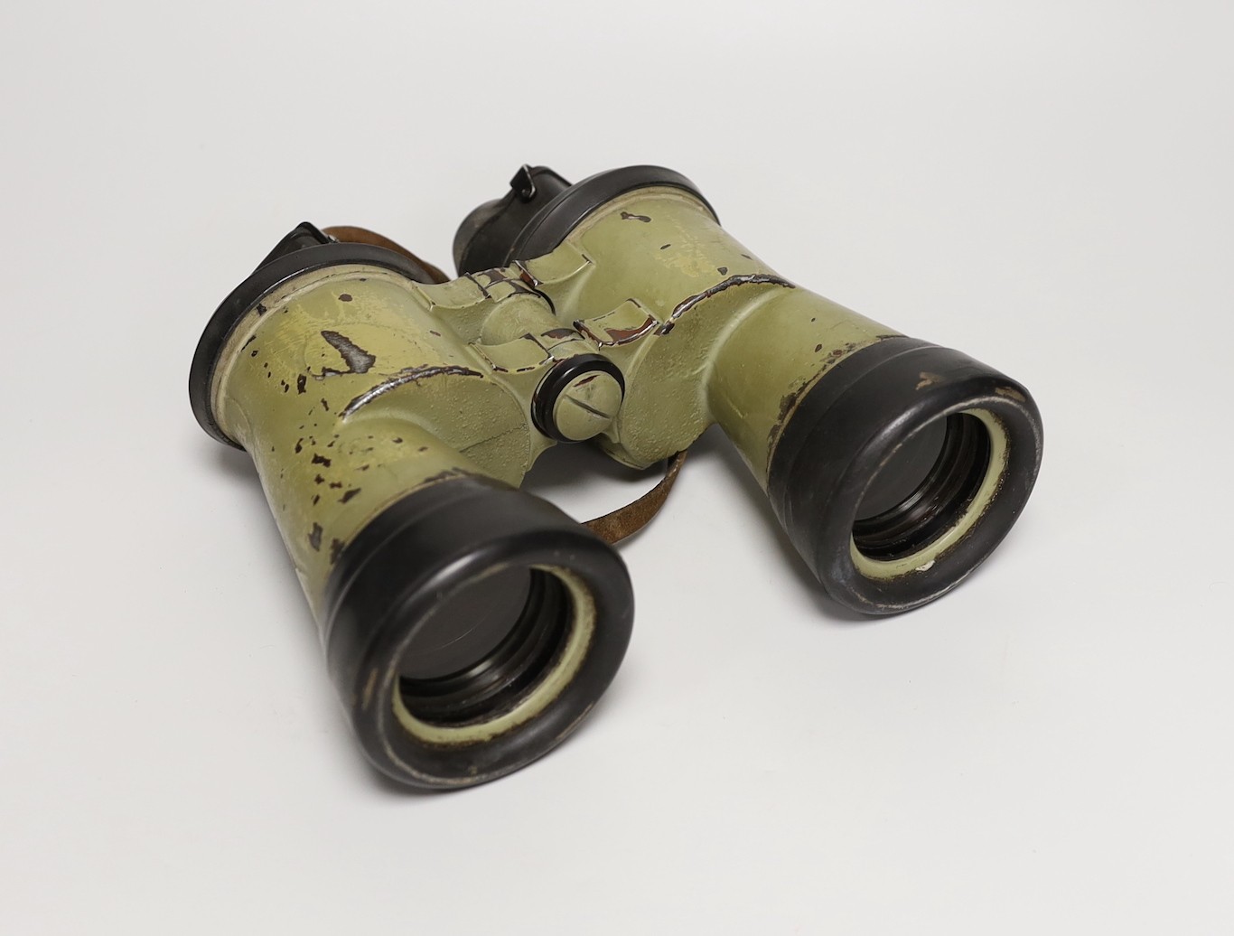 A pair of WWII German U boat binoculars, blc 7 x 50 serial no. 55429, rubber mounts, 19cms long