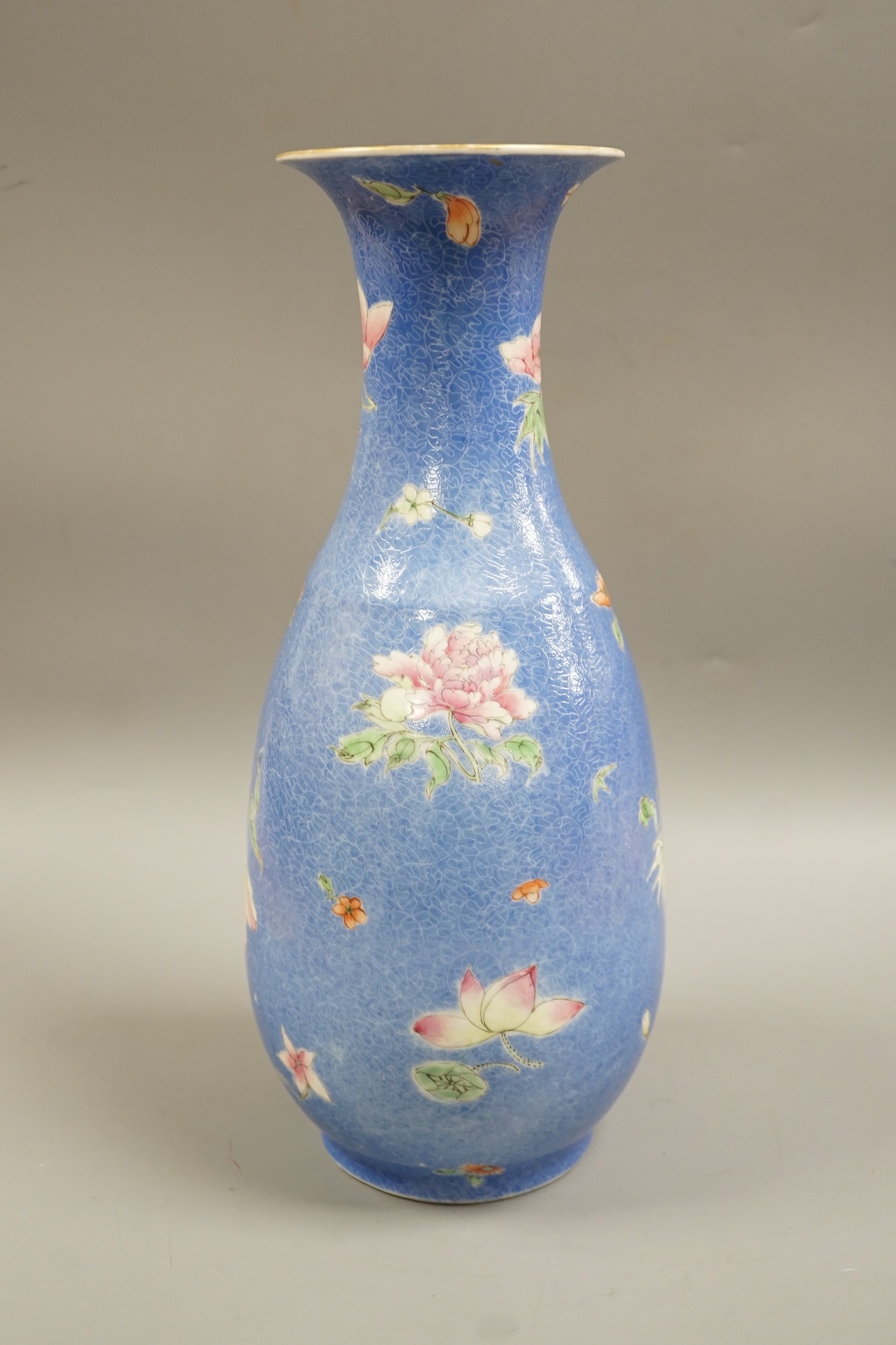 A Chinese sgraffito enamelled porcelain four flowers vase, Qianlong seal mark but Republic period, - Image 3 of 5